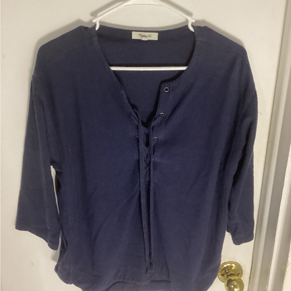 Madewell womens lace up front top size small